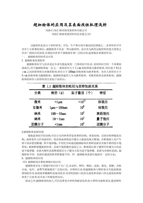 超细粉体的应用及其表面改性机理浅析