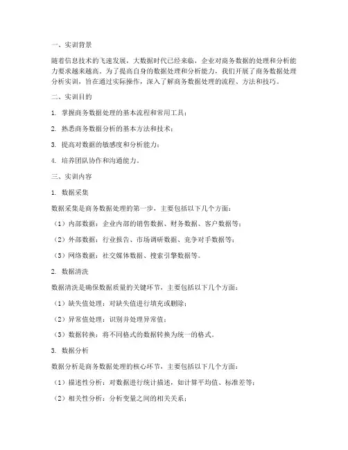 商务数据处理分析实训报告