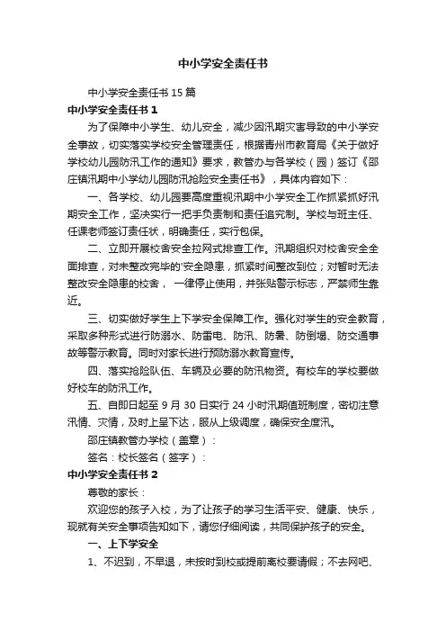中小学安全责任书