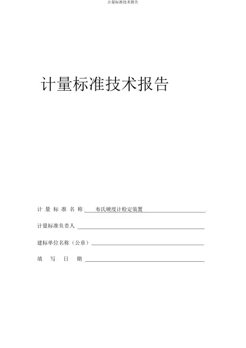 计量标准技术报告