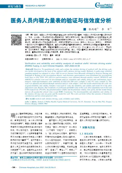 医务人员内驱力量表的验证与信效度分析
