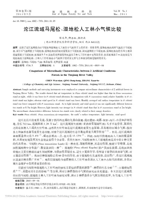沱江流域马尾松_湿地松人工林小气候比较