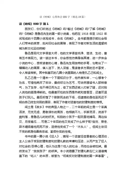 读《呐喊》心得体会800字（精选19篇）