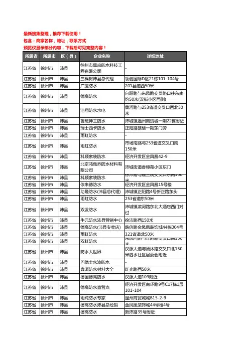 新版江苏省徐州市沛县防水企业公司商家户名录单联系方式地址大全35家