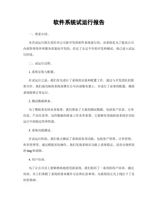 软件系统试运行报告
