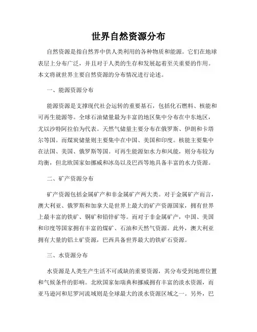 世界自然资源分布