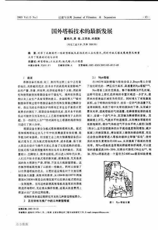 国外塔板技术的最新发展