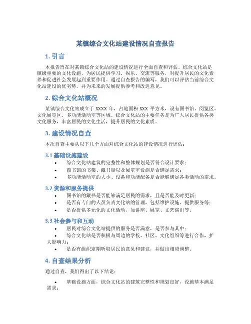 某镇综合文化站建设情况自查报告
