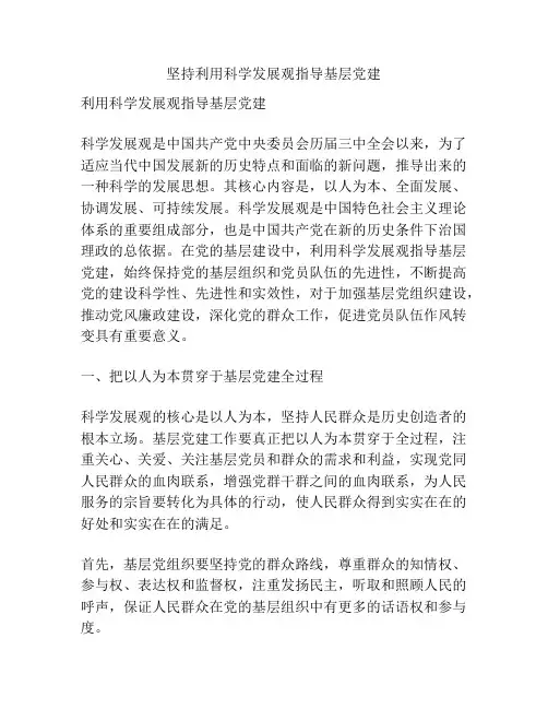 坚持利用科学发展观指导基层党建