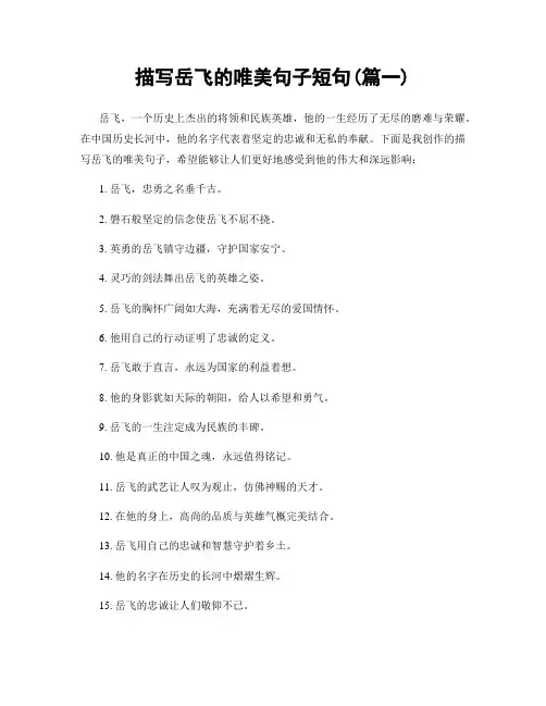 描写岳飞的唯美句子短句(精选两篇)