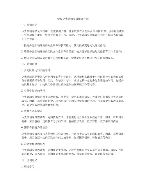 学校少先队辅导员培训计划