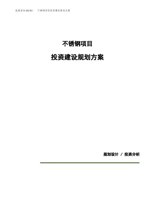 不锈钢项目投资建设规划方案(模板)