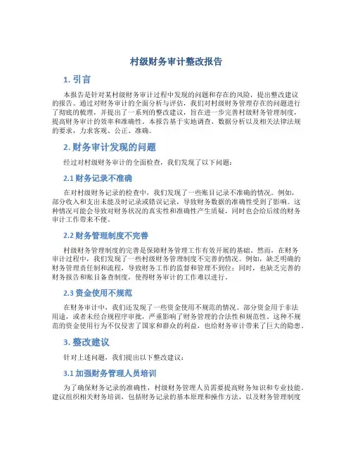 村级财务审计整改报告
