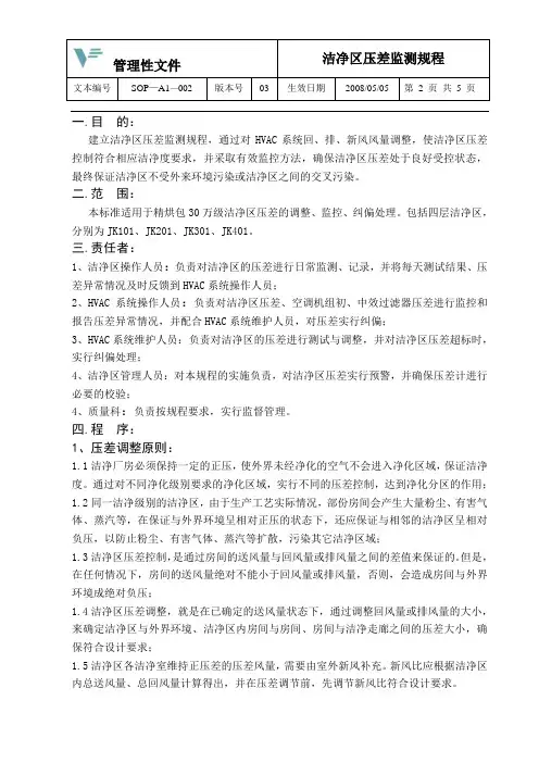 洁净区压差监测规程