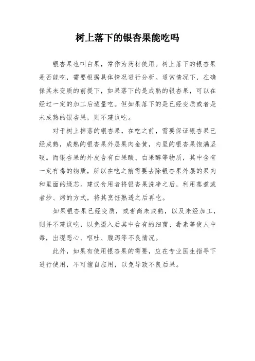 树上落下的银杏果能吃吗