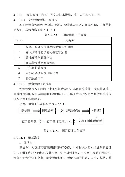 水电安装预留预埋施工方案