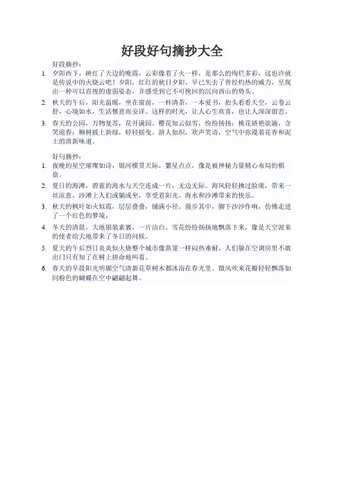 好段好句摘抄大全