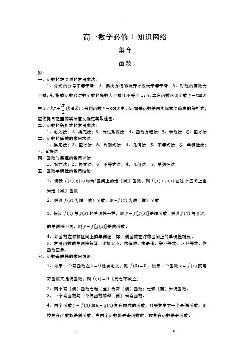 高中数学必修1-5知识网络结构图