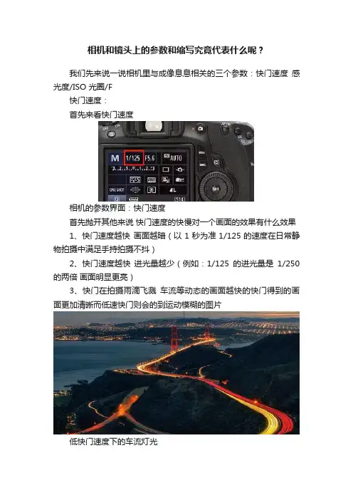 相机和镜头上的参数和缩写究竟代表什么呢？