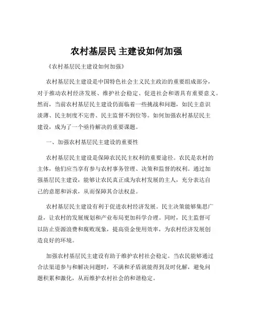 农村基层民 主建设如何加强