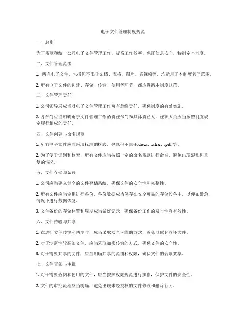 电子文件管理制度规范