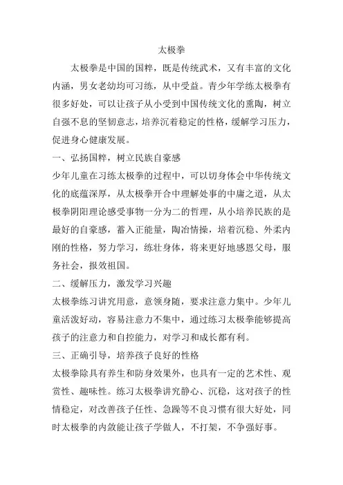 青少年学习太极拳的好处