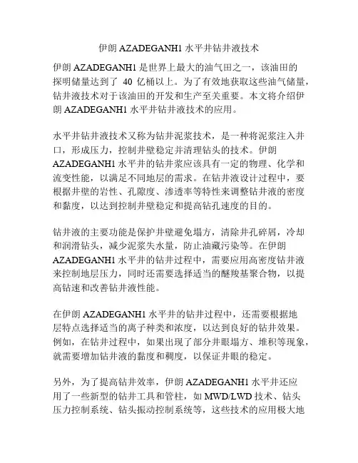 伊朗AZADEGANH1水平井钻井液技术