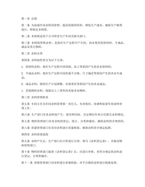 车间余料管理制度