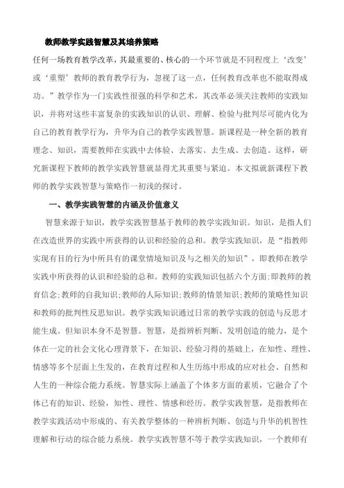 教学智慧与教学实践的关系w