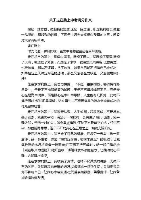 关于走在路上中考满分作文