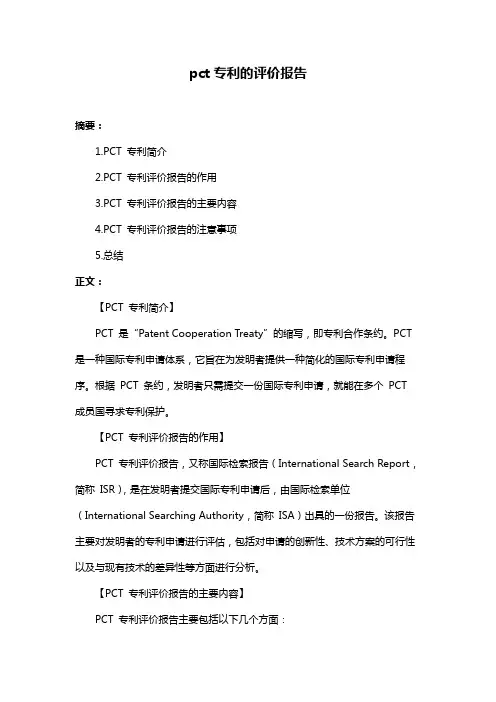 pct专利的评价报告