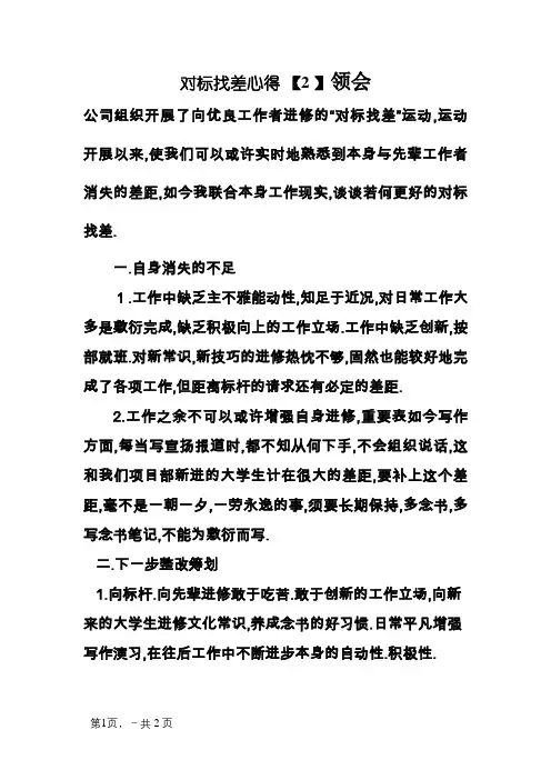 对标找差心得体会