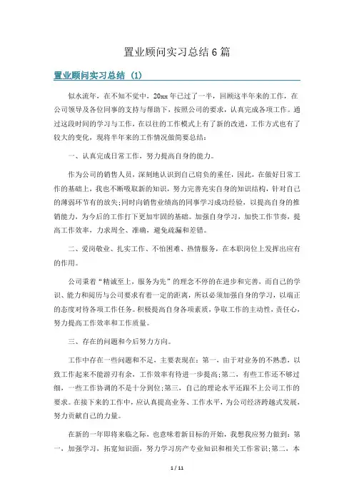 置业顾问实习总结6篇