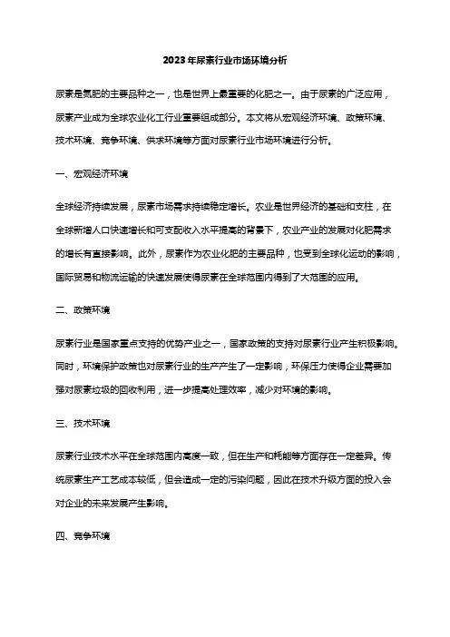 2023年尿素行业市场环境分析