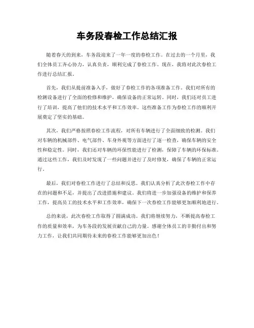 车务段春检工作总结汇报