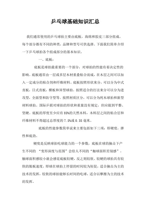 乒乓球基础知识汇总