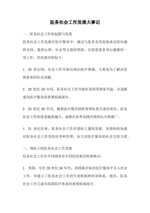 医务社会工作发展大事记
