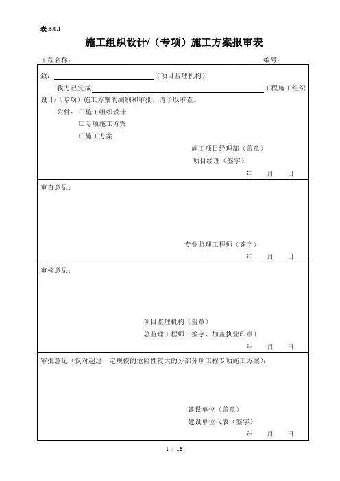 附录B施工单位报审报验用表