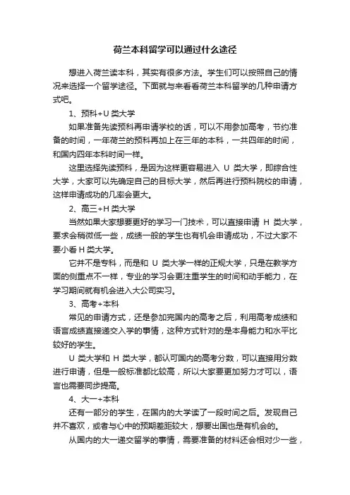 荷兰本科留学可以通过什么途径