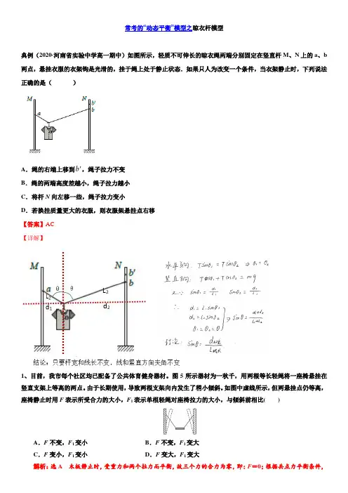 常考的“动态平衡”模型之晾衣杆模型