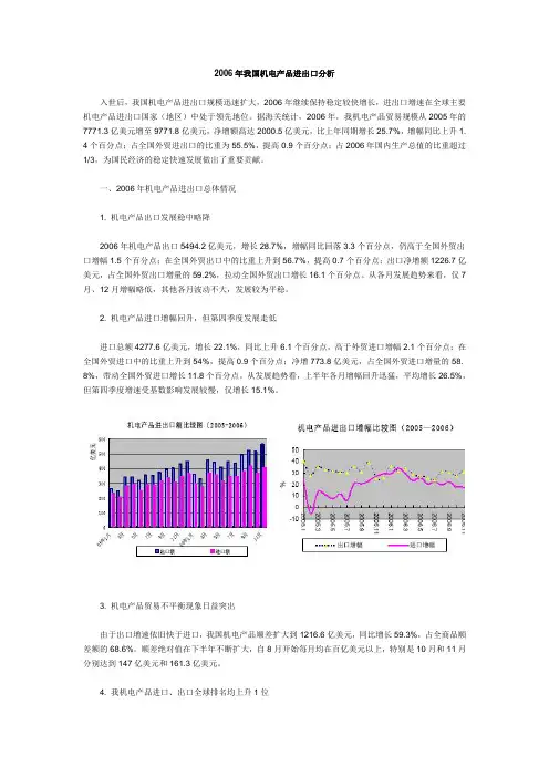 2006年我国进出口分析