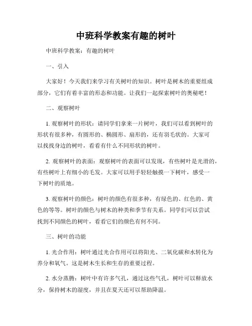 中班科学教案有趣的树叶