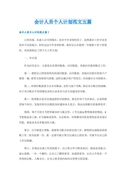 会计人员个人计划范文五篇