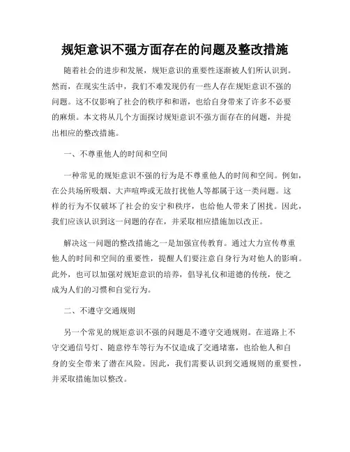 规矩意识不强方面存在的问题及整改措施