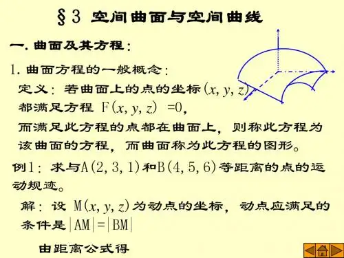 第三节空间曲面与曲线