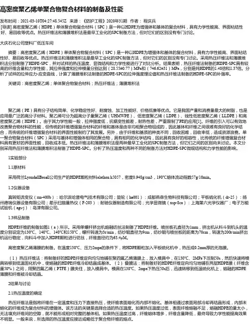 高密度聚乙烯单聚合物复合材料的制备及性能