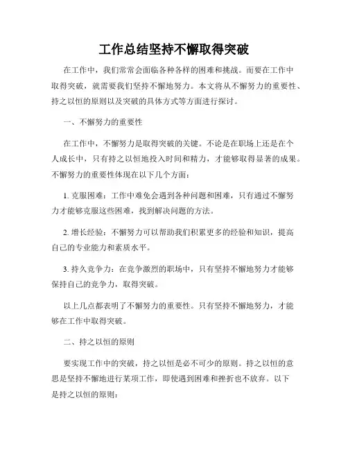 工作总结坚持不懈取得突破