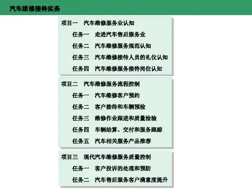 汽车维修接待实务项目一汽车维修服务业认知课件