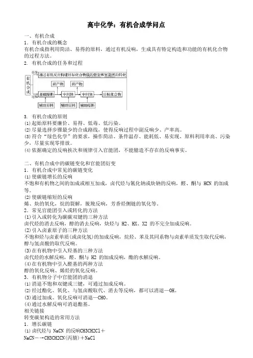 高中化学：有机合成知识点
