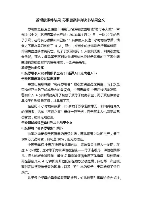 苏银霞事件结果_苏银霞案件判决书结果全文